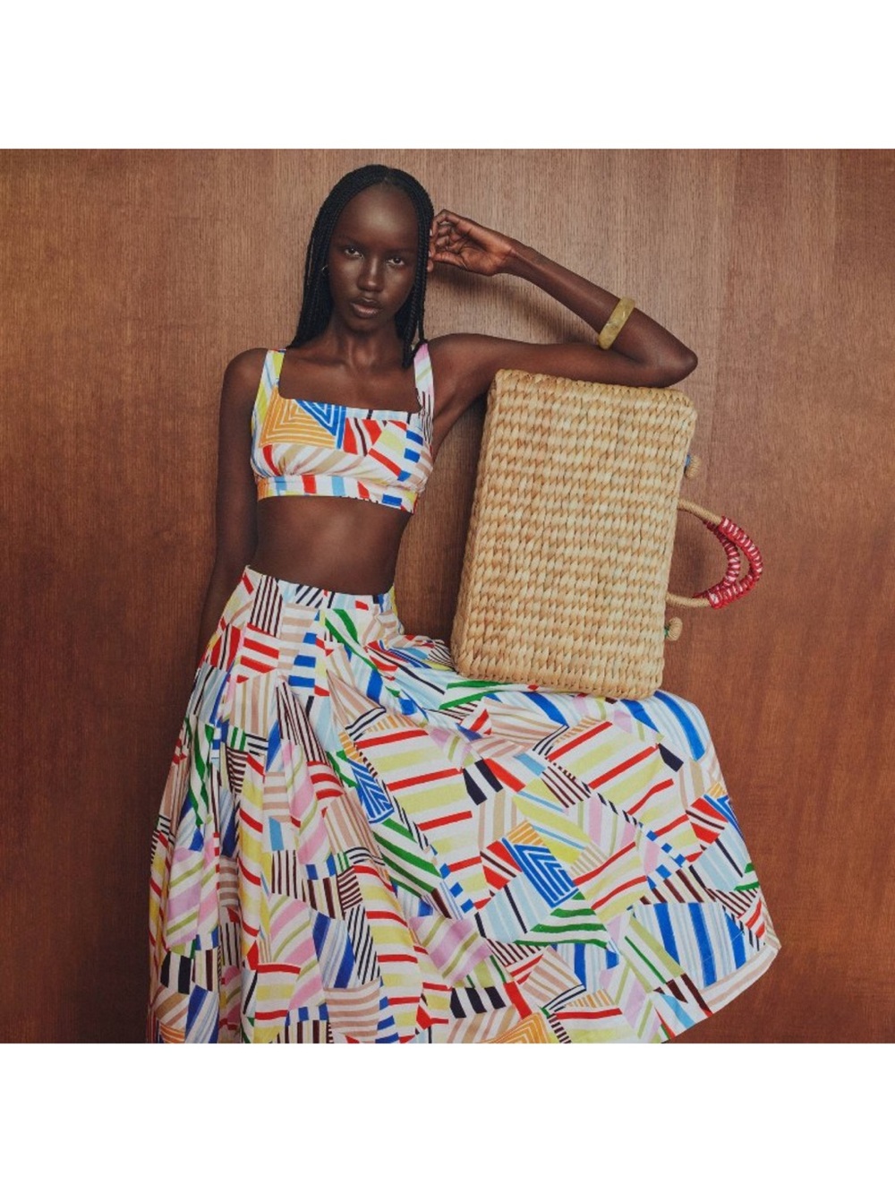 Rosie Assoulin x Target Pleated Poplin Madras Midi Skirt